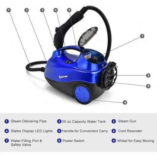 2000W Heavy Duty Multi-purpose Steam Cleaner Mop with Detachable Handheld Unit-Blue