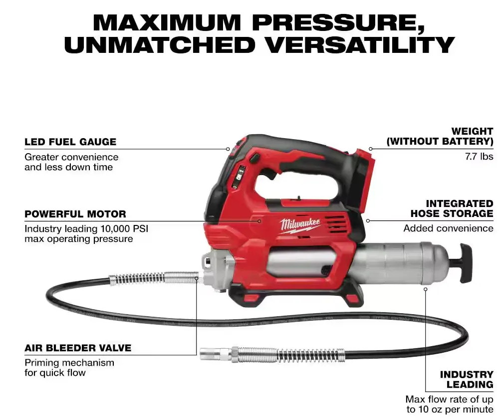 2646-20 Milwaukee M18 Cordless 2 Speed Grease Gun (Tool Only)