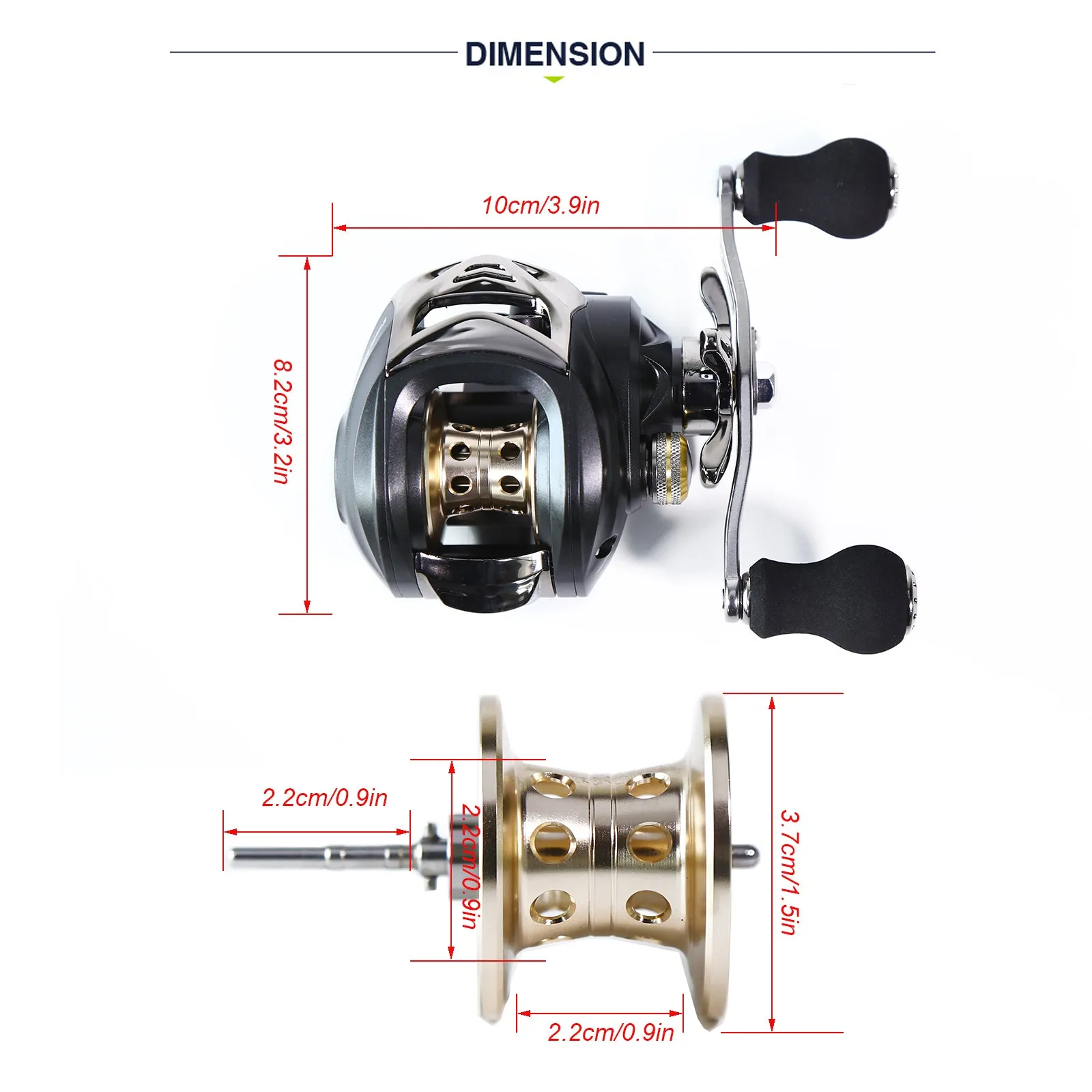 8BB 7.0:1 Baitcaster Reel Low Profile Baitcasting Fishing Reel