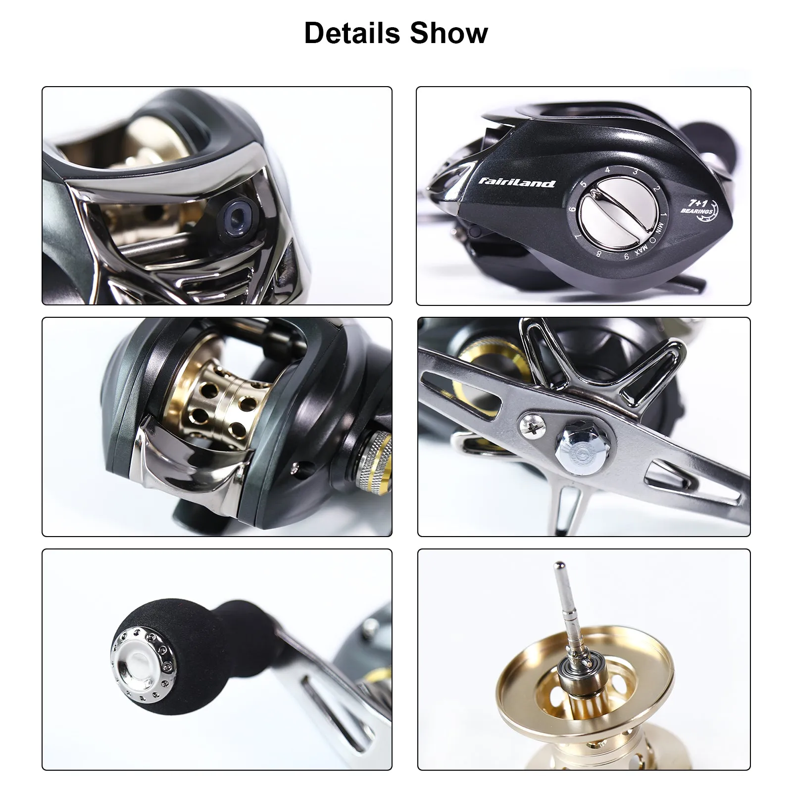 8BB 7.0:1 Baitcaster Reel Low Profile Baitcasting Fishing Reel