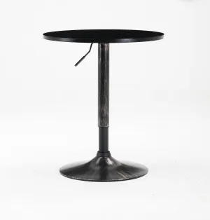 Adjustable 27-36" Height Metal Bar Table Swivel 31.5 Round Wood Top Cocktail Pub Bistro Antique Golden Black Rustic Base