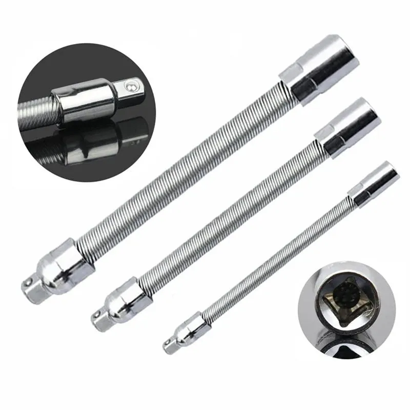 Bendable Socket Wrench Extension  -  Flexible Socket Extension Bar, Universal Joint Rod