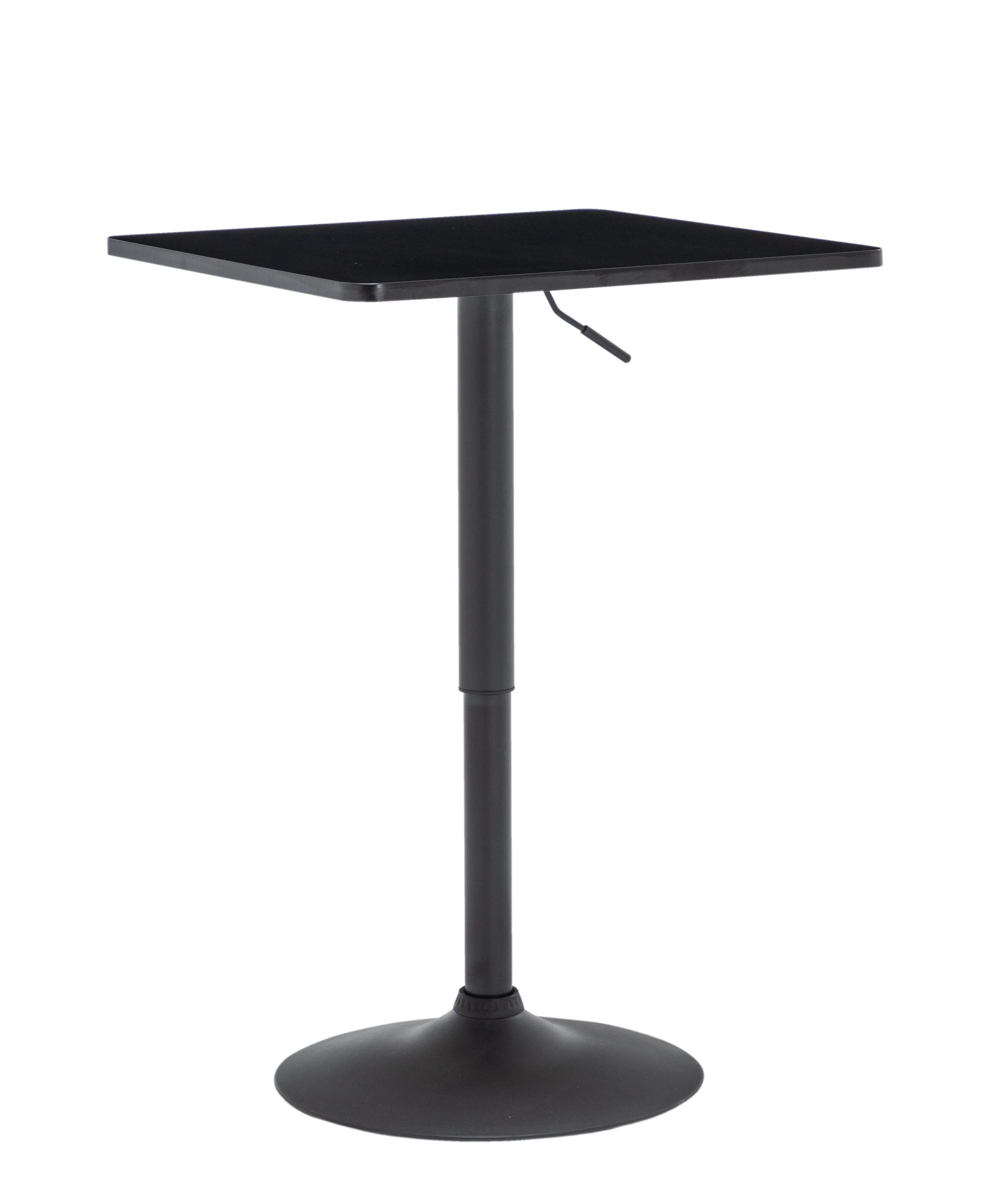 Black Adjustable 27-36 Height Industrial Height Metal Bar Table Swivel Square Cocktail Wood Top Cocktail Pub Bistro