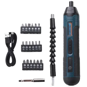 Cheston Cordless Electric Screwdriver Machine with Bits | Battery Powered (1500 MAH) with LED Light I Torque 5 NM I Home & DIY Use, 1 Year Warranty I 20 Bits with Magnetic Bit Holder