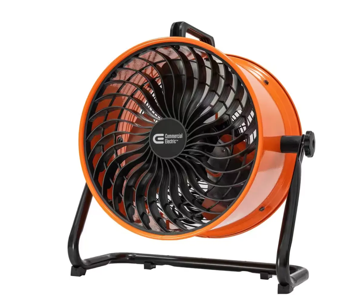 Commercial Electric 16 in. 3-Speed Drum Floor Fan in Orange High Velocity Turbo