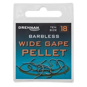 Drennan Barbless Wide Gape Pellet Hooks – Perfect for Pellet Fishing