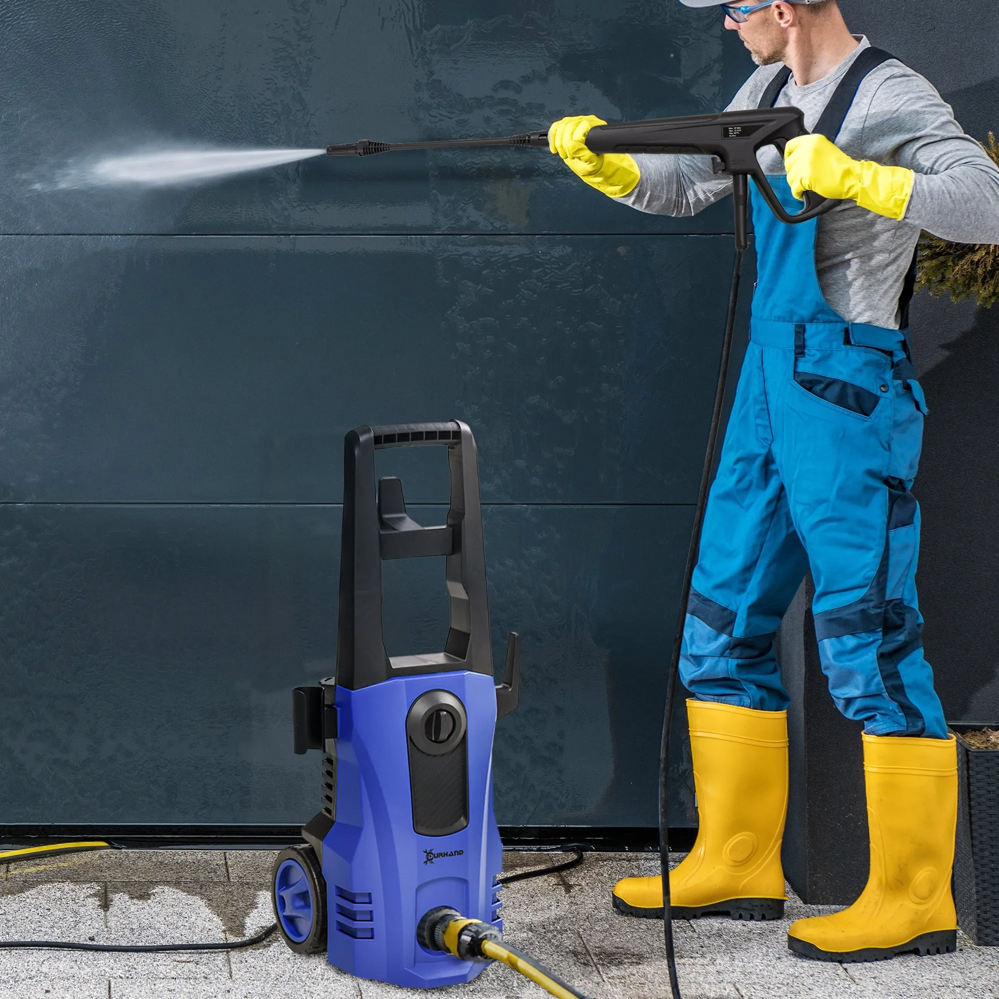 DURHAND High Pressure Washer, 150 Bar Pressure, 510 L/h Flow, 1800W, High-Performance Portable Power Jet Wash Cleaner, Blue