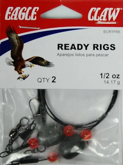 Eagle Claw Ready Rig, Black, 1/2 oz. Sinker