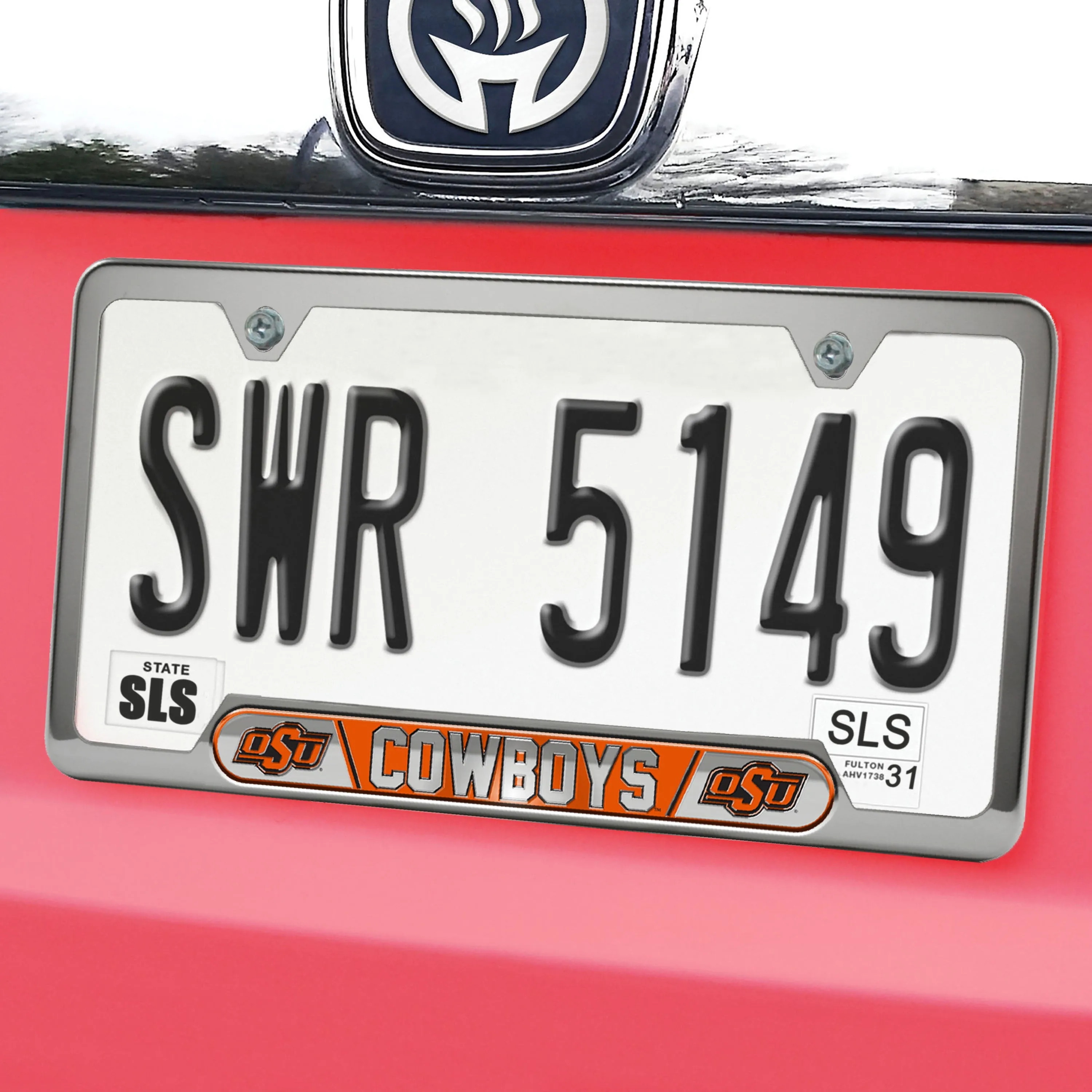 Fanmats Oklahoma State Cowboys Embossed License Plate Frame, 6.25" x 12.25"