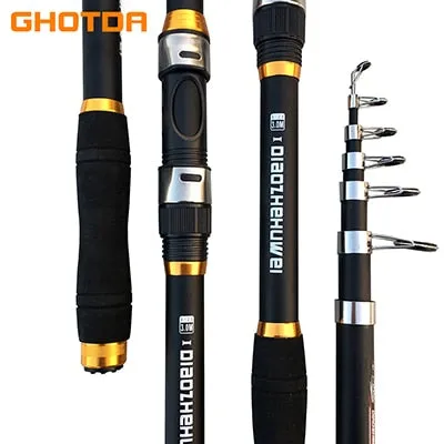 GHOTDA 2.1M -3.6M Carp Fishing Rod feeder Hard FRP Carbon Fiber Telescopic Fishing Rod/Pole