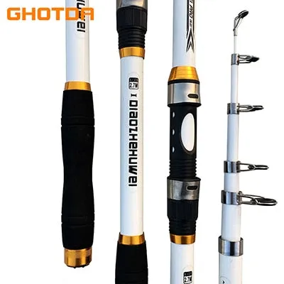 GHOTDA 2.1M -3.6M Carp Fishing Rod feeder Hard FRP Carbon Fiber Telescopic Fishing Rod/Pole