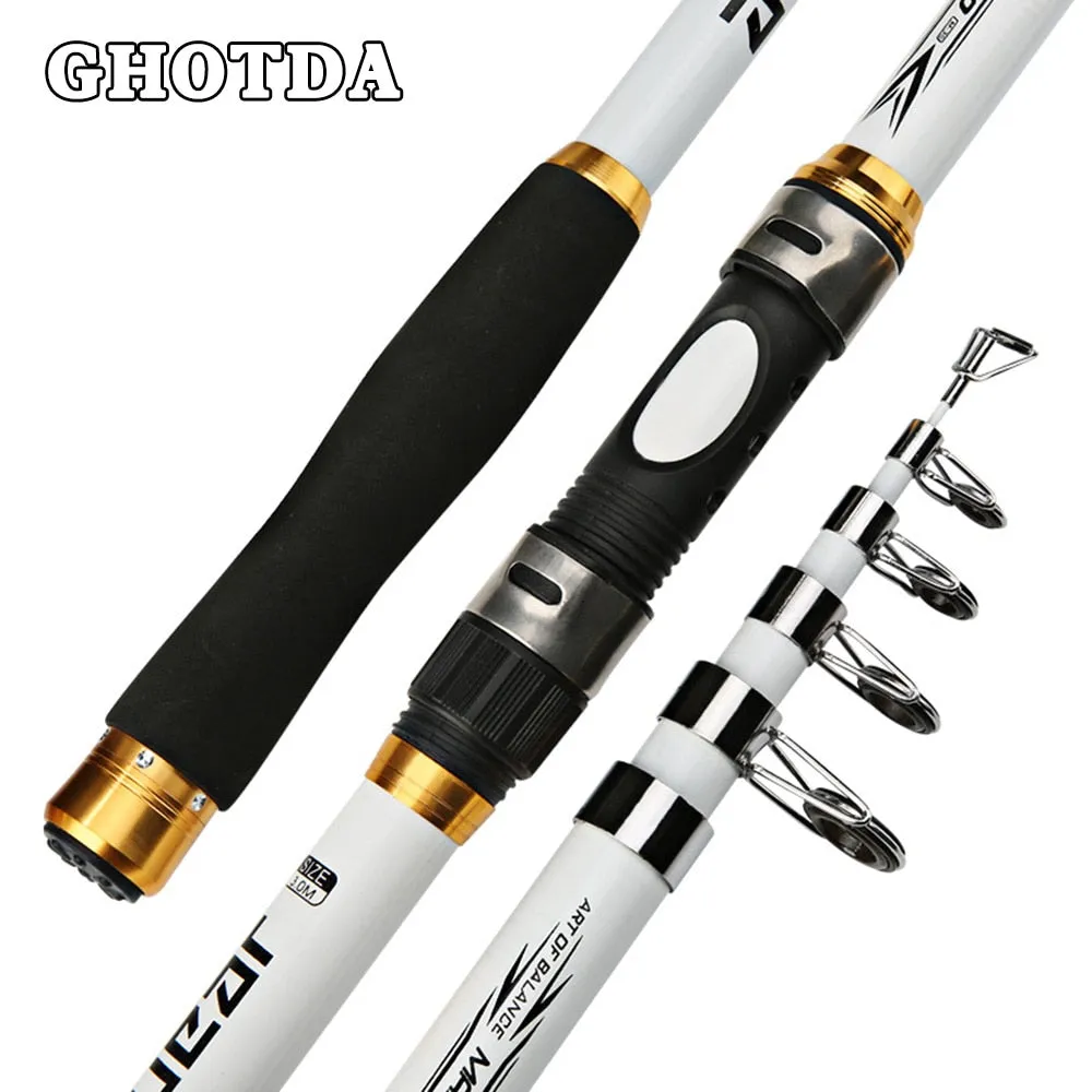 GHOTDA 2.1M -3.6M Carp Fishing Rod feeder Hard FRP Carbon Fiber Telescopic Fishing Rod/Pole