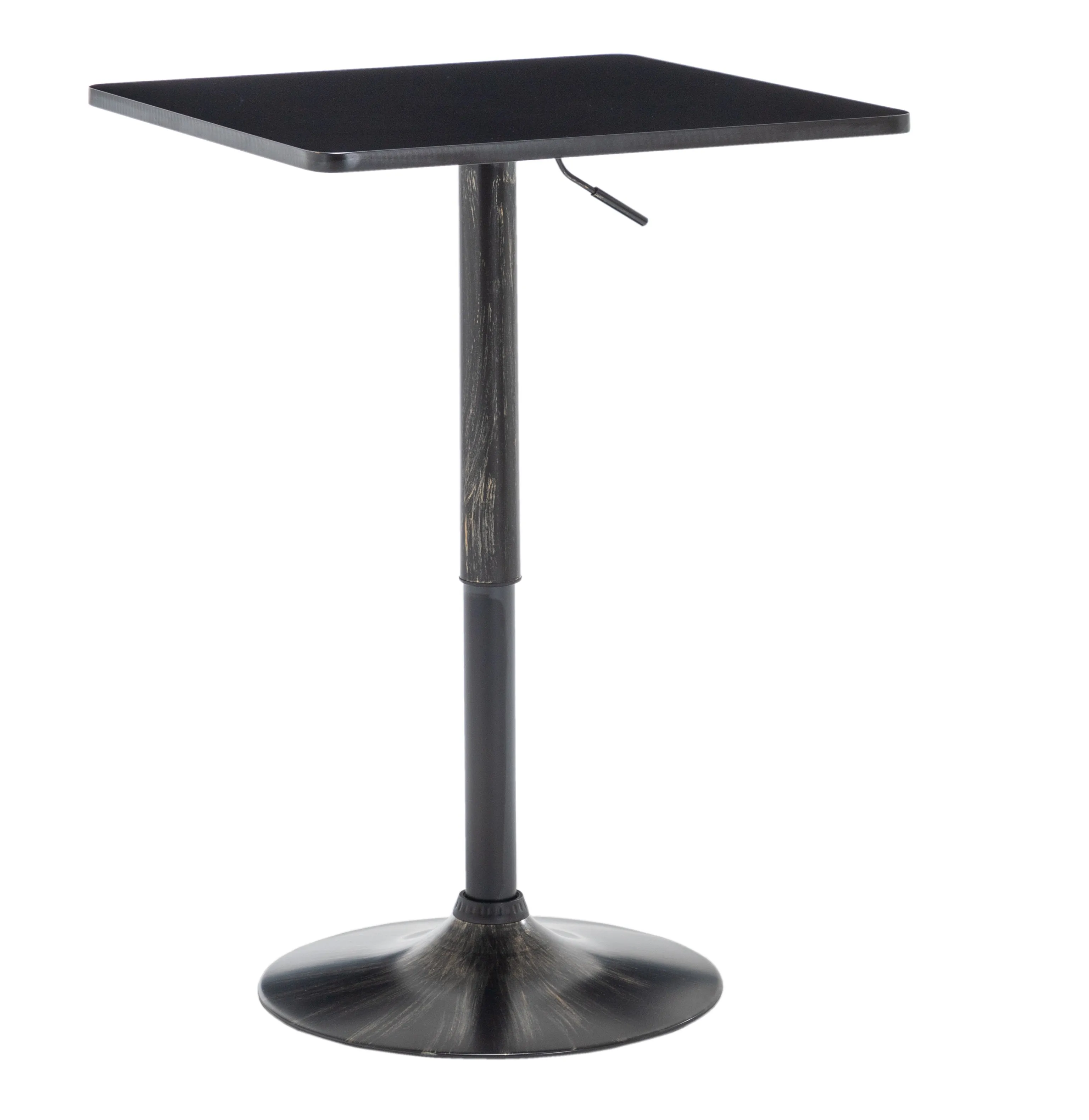 Golden Black Adjustable 27-36 Height Industrial Height Metal Bar Table Swivel Square Cocktail Wood Top Cocktail Pub Bistro