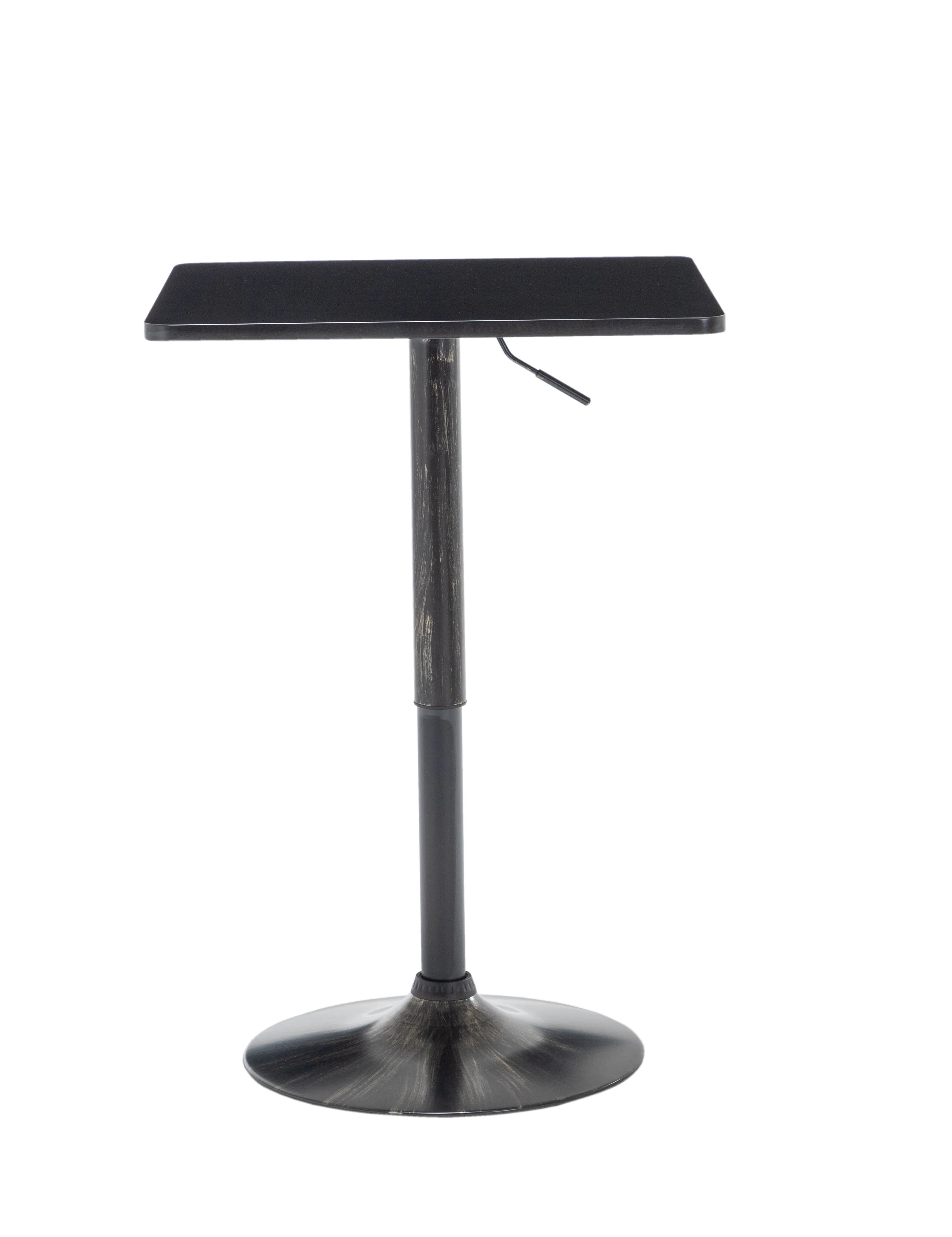 Golden Black Adjustable 27-36 Height Industrial Height Metal Bar Table Swivel Square Cocktail Wood Top Cocktail Pub Bistro