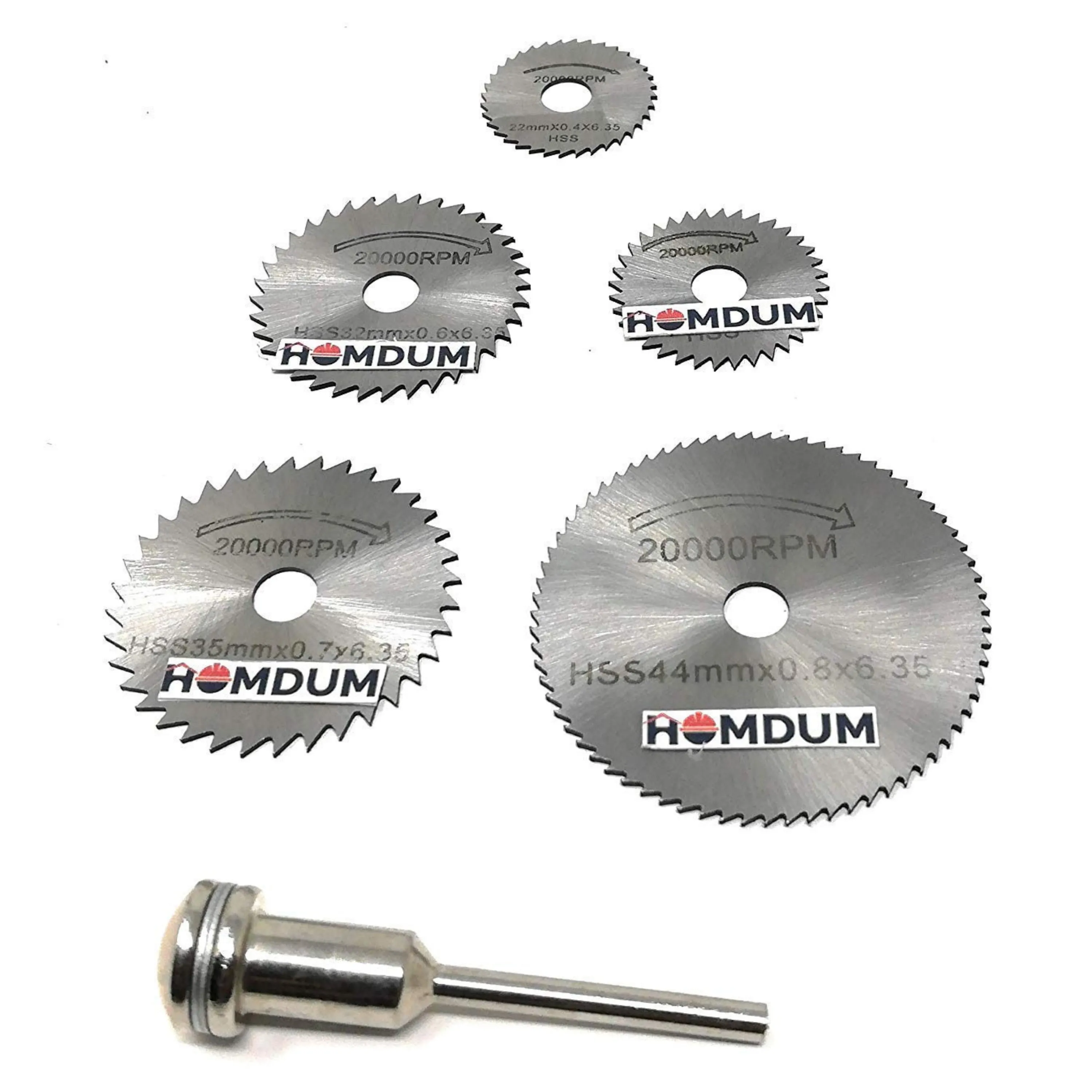 Homdum Multi functional 130W Maf Mini Rotary Die Grinder Tool Kit with 40 pcs grinding stones, sanding roll and diamond bits accessories   6 Pcs Mini HSS Circular Saw Blade