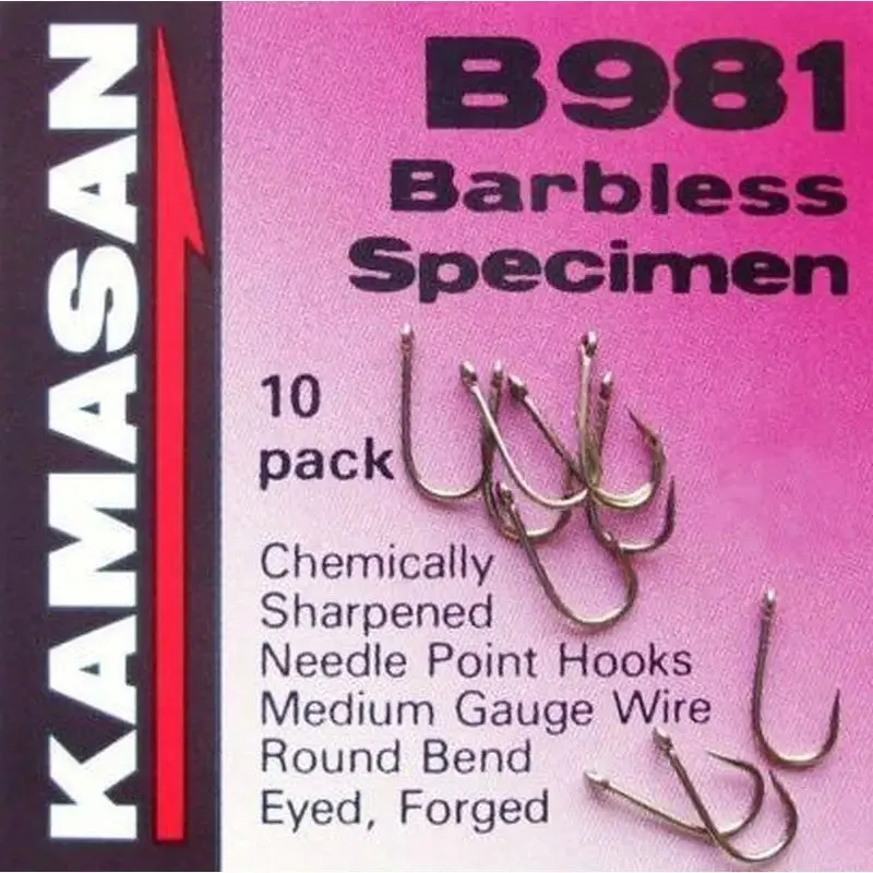 Kamasan B981 Barbless Specimen 10 Pack Hooks (Various Sizes)