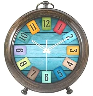 LINE WOOD™ - Handmade Antique Wooden Table Clock, Desk Clock Nautical Style Hanging Table Clock for Home & Office, Bed Room, Study Room Decoration Gift (5 Inch - Multi Color)