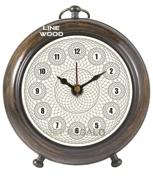 LINE WOOD™ - Handmade Antique Wooden Table Clock, Desk Clock Vintage Style Hanging Table Clock for Home & Office, Bed Room, Study Room Decoration Gift (5 Inch - White Brown)