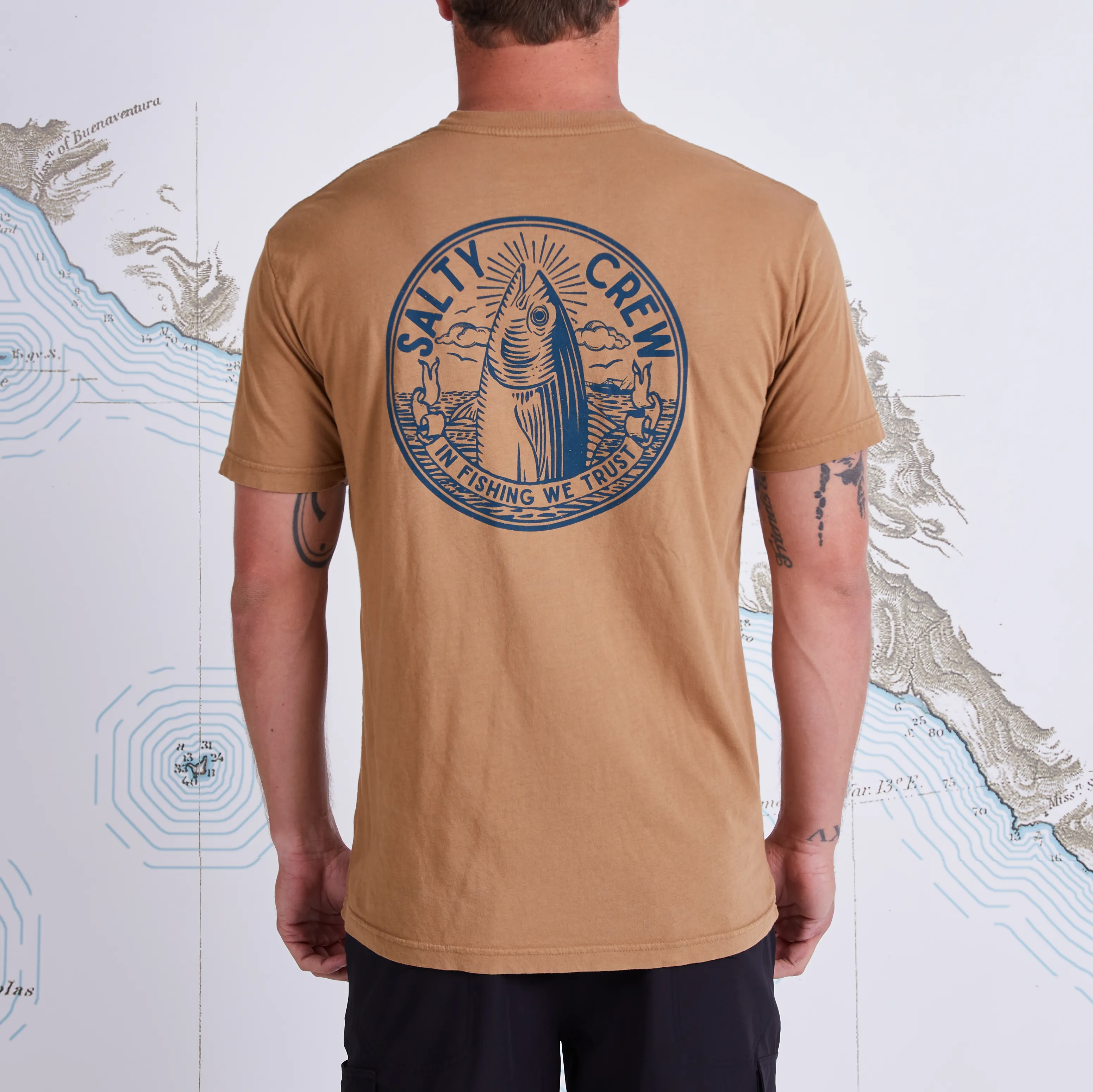 Salty Crew Men&#x27;s In Fishing We Trust Short Sleeve Premium Tee Workwear | Buy Salty Crew Men&#x27;s In Fishing We Trust Short Sleeve Premium Tee Workwear here | Outnorth