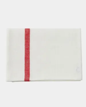 Thick Linen Kitchen Cloth: White with Red Stripe