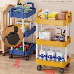 Three-tiered mobile storage rack that can be placed on the floor, HG0148