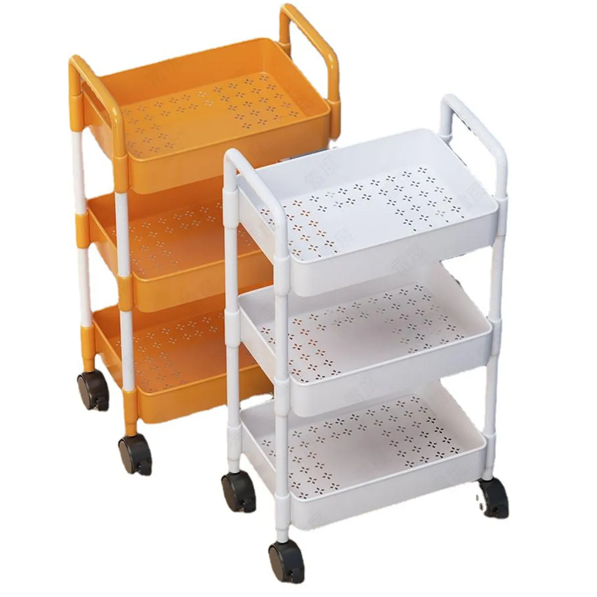 Three-tiered mobile storage rack that can be placed on the floor, HG0148