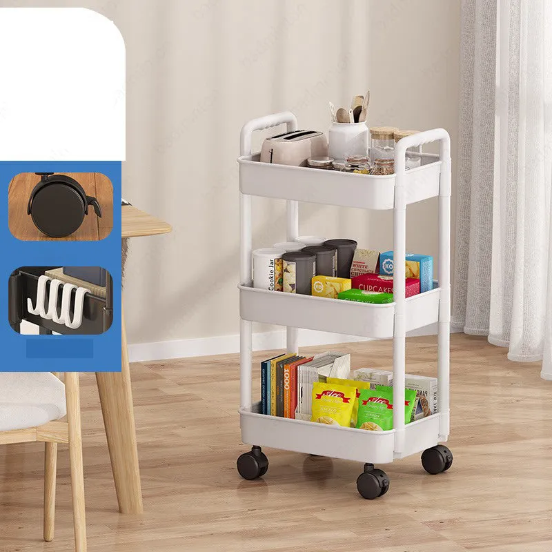 Three-tiered mobile storage rack that can be placed on the floor, HG0148