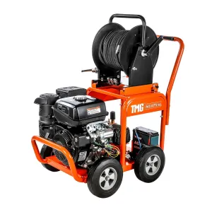 TMG Industrial 3600 PSI Kohler Powered Sewer Jetting Machine, Water Jetter, Drain Cleaner, 14 HP Kohler Engine, Stainless Steel Nozzles, 200' Hose Reel, TMG-GWJ36