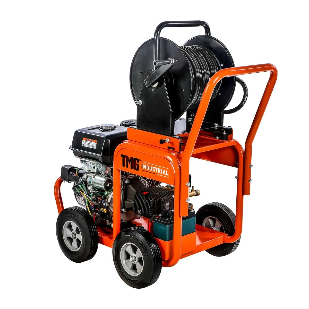 TMG Industrial 3600 PSI Kohler Powered Sewer Jetting Machine, Water Jetter, Drain Cleaner, 14 HP Kohler Engine, Stainless Steel Nozzles, 200' Hose Reel, TMG-GWJ36