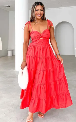 Yanis Maxi Dress - Coral Red