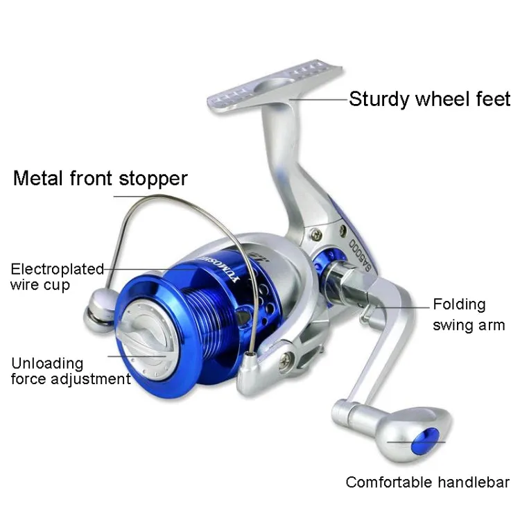 YUMOSHI SA Series Spinning Reel Plastic Head Fishing Reel Fishing Rod Reel, Specification: SA5000